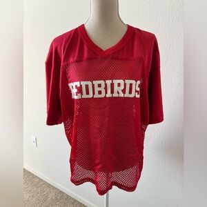 Red 'REDBIRDS' Mesh Jersey Top